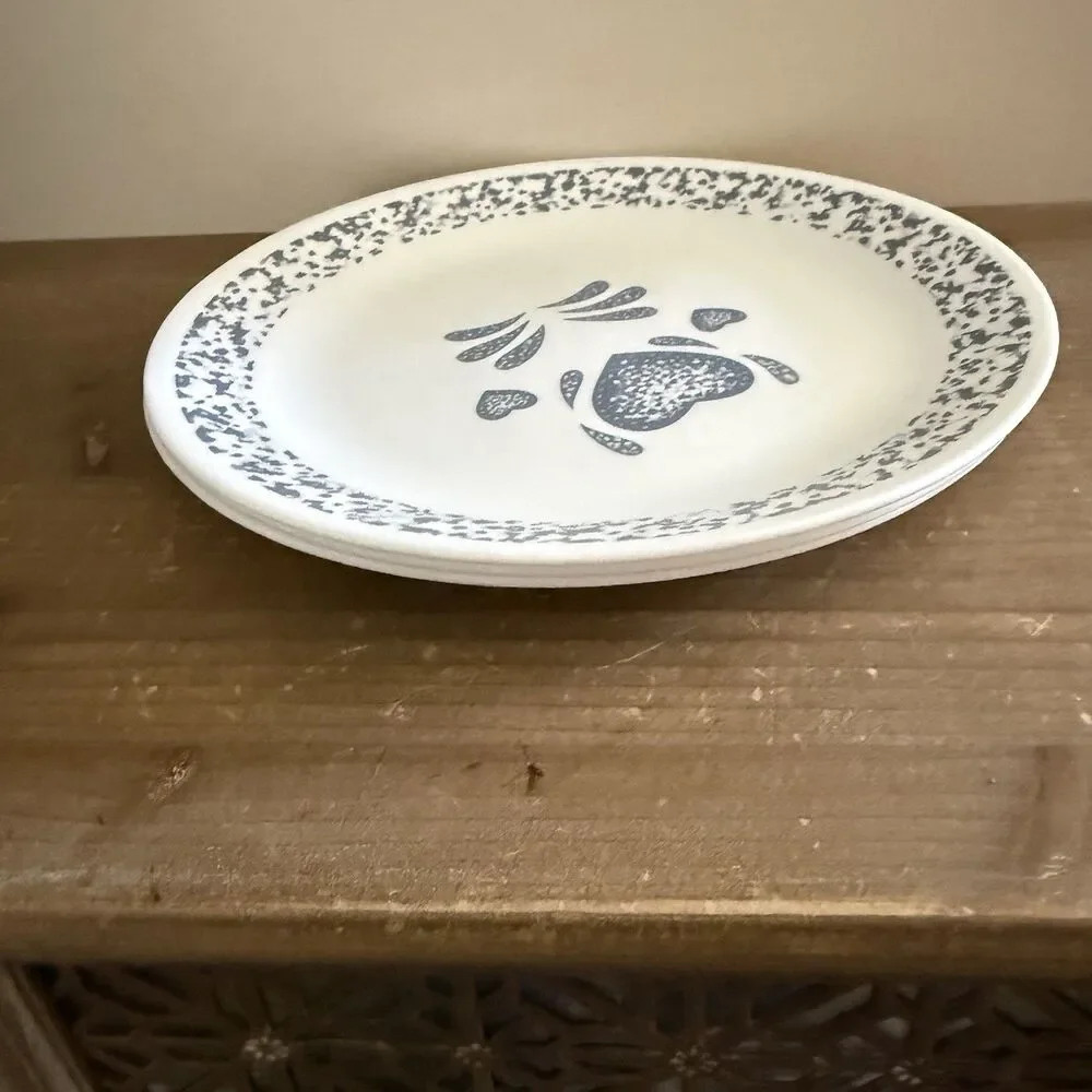 Set of 3 Corelle BLUE HEARTS Dinner Plates Cottagecore Shabby Chic